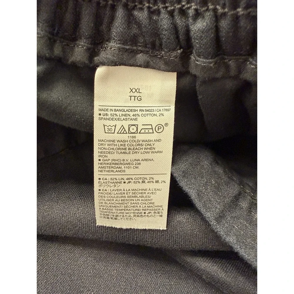 Banana Republic Womens Linen Blend Pull On Wide Leg Cropped Pants Size XXL Black